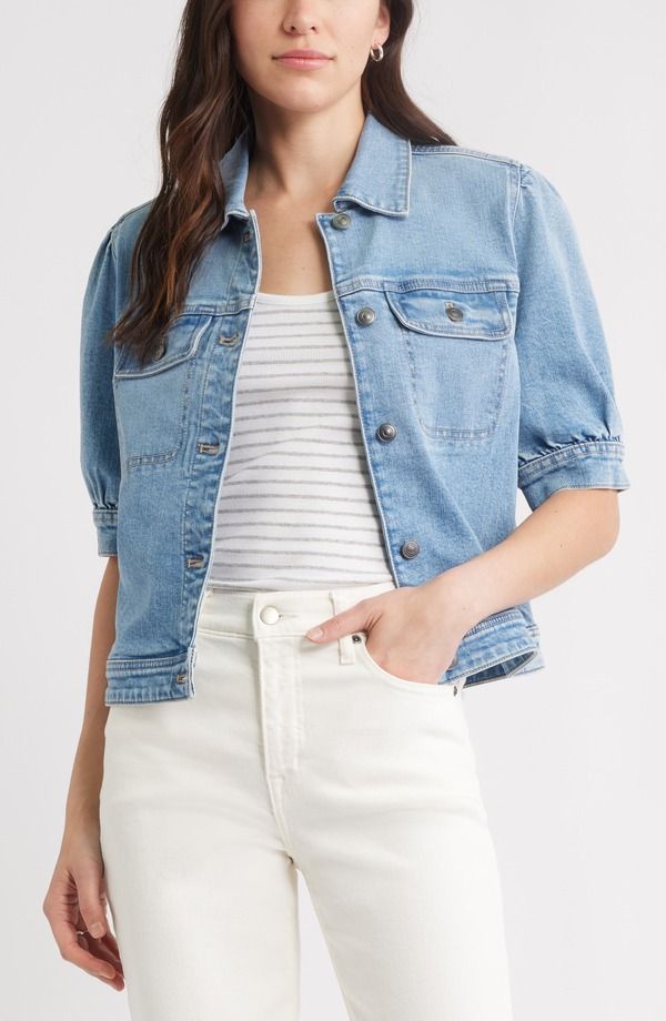 キャスロン レディース ボトムス デニムパンツ ジャケット Caslon Elbow Sleeve Denim Jacket LIGHT WASH デニム