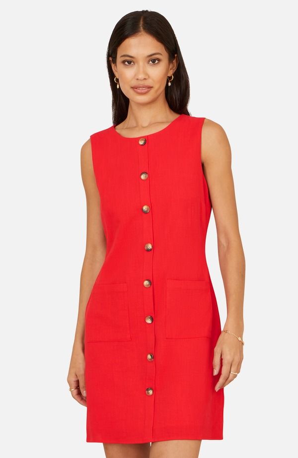 ユミキム レディース ボトムス カジュアルパンツ Yumi Button Detail Shift Dress Red レッド