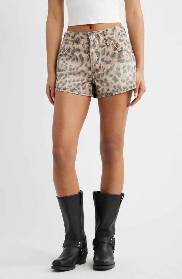 フリーピープル レディース ボトムス デニムパンツ プリント ショートパンツ Free People Now or Never Leopard Print Denim Shorts BROWN SUG