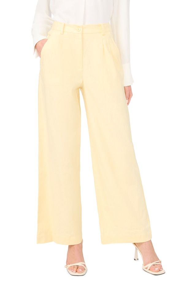 ハロゲン レディース ボトムス レギンス ハイウエスト プリーツ パンツ リネン Halogen Pleated High Waist Linen Blendress Pants PASTEL YEL