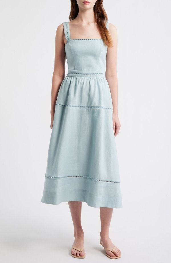 リフォーメーション レディース ボトムス カジュアルパンツ ミディ リネン Reformation Everett Linen Midi Sundress AQUAMARINE
