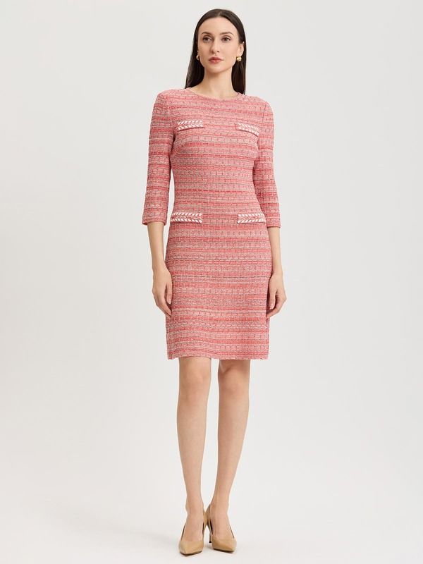 ミソック レディース トップス ワンピース ツイード ニット Misook Whipstitch Tweed Knit Sheath Dress Cherry EmberBiscottiBlack ブ