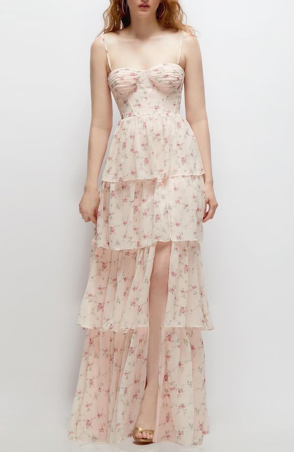 ドレッシーコレクション レディース トップス ワンピース プラスサイズ Dessy Collection Bustier Eveningown Plus Regular COQUETTE FLORAL