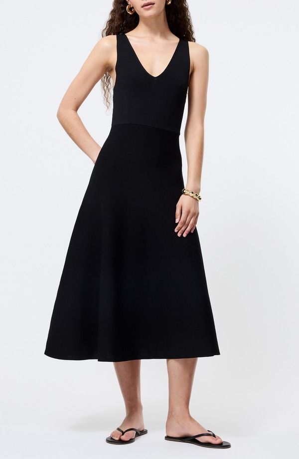 フレンチコネクション レディース トップス ワンピース ミディ ニット French Connection Knit Fit Flare Midi Dress BLACK ブラック