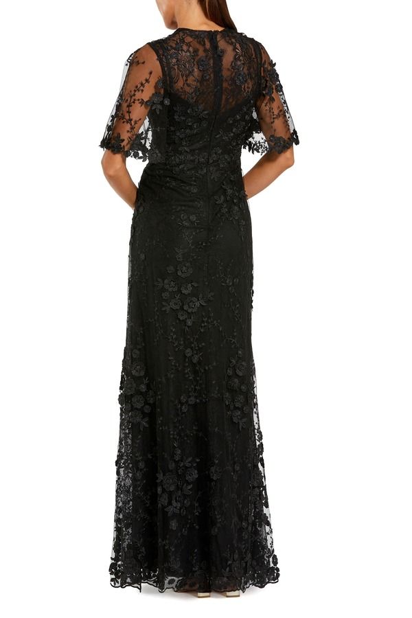 マックダガル レディース トップス ワンピース フラワー柄 フラワー Mac Duggal Womens Flutter Sleeve Floral Emboride red Net Gown Bla