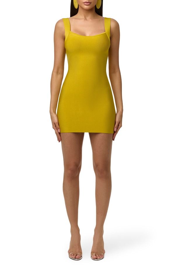ネイキッドワードローブ レディース トップス ワンピース ミニット Naked Wardrobe Knit Sculpt Bandage Minidress LEMON