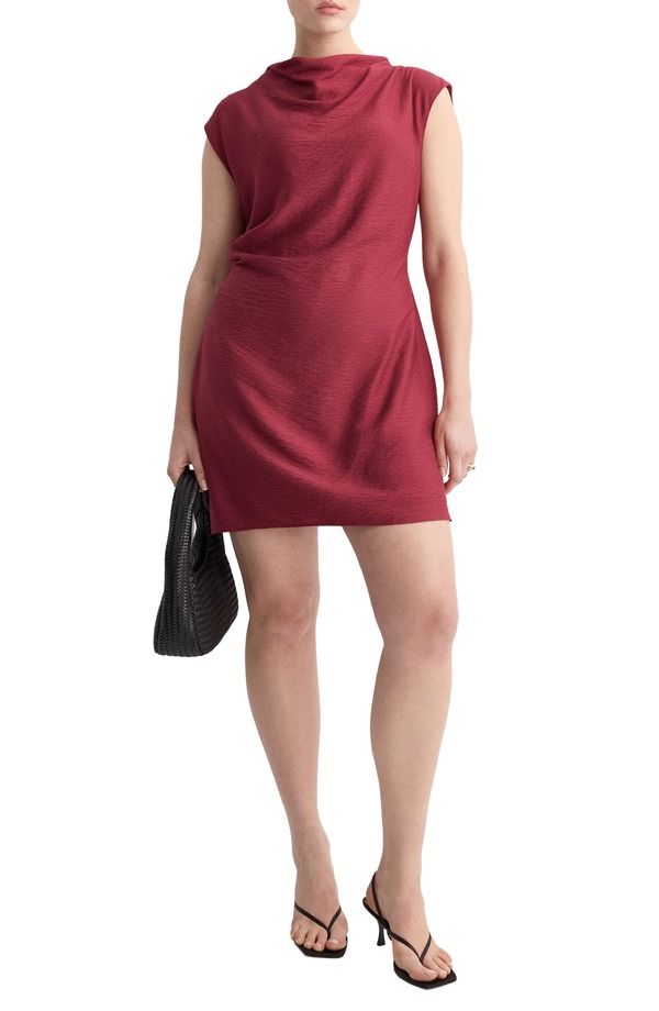 マンゴ レディース トップス ワンピース アシンメトリー プラスサイズ ミニ MANGO Asymmetric Minidress Plus Regular MAROON マルーン