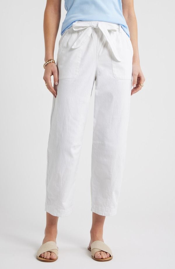 キャスロン レディース ボトムス レギンス パンツ Caslon Tie Waistape red Leg Utility Pants WHITE ホワイト