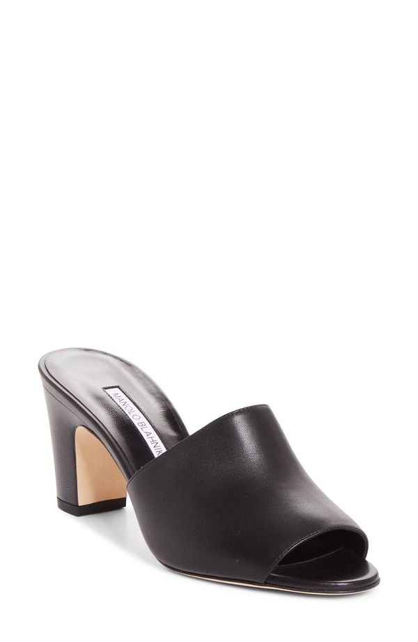 マノロ ブラニク レディース シューズ スニーカー サンダル レザー Manolo Blahnik Rapallabar Leather Slide Sandal Women BLACK ブラック