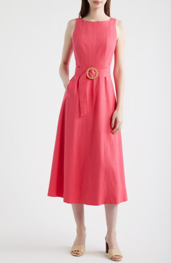 エリザジェイ レディース トップス ワンピース ミディ ノースリーブ Eliza J Sleeveless Midi Dress HOT PINK ピンク