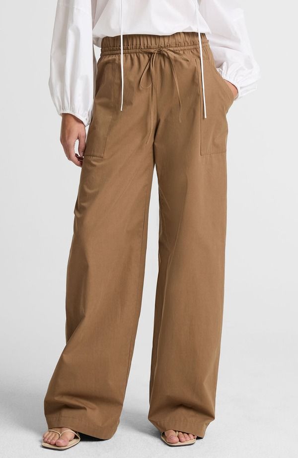 ヴィンス レディース ボトムス カジュアルパンツ コットン Vince Cotton Drawstring Pants ALMONDINE