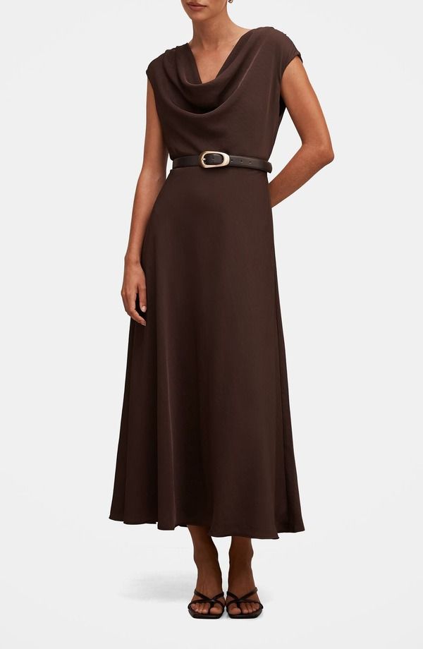 エバーニュー レディース トップス ワンピース マキシ Ever New Estelle Belted Cowl Neck Maxi Dress CHOCOLATE チョコレート 36,270円