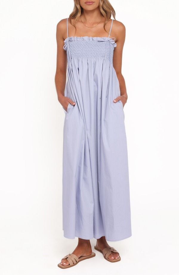 ペタルアンドパップ レディース トップス ワンピース シャーリング マキシ Petal Pup Josie Smocked Maxi Dress CORNFLOWER BLUE ブルー