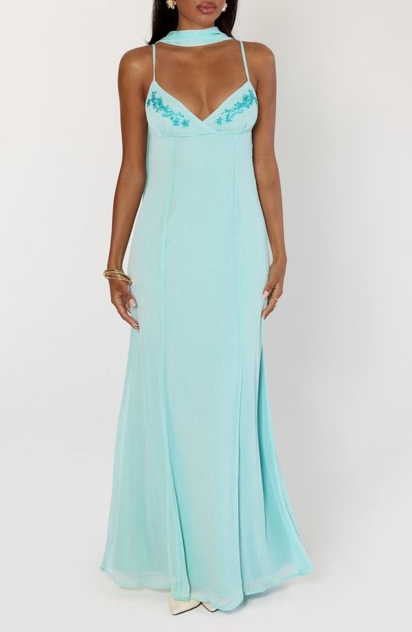 プリンセスポリー レディース トップス ワンピース シフォン Princess Polly Jadira Chiffon Gown Scarf Set AQUA アクア 11,085円