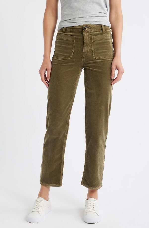 シティブルース レディース ボトムス デニムパンツ ストレート コーデュロイ CITY BLUESoho Patch Pocket Straight Leg Corduroy Pants OLIVE