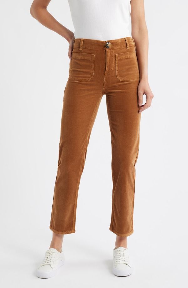 シティブルース レディース ボトムス デニムパンツ ストレート コーデュロイ CITY BLUESoho Patch Pocket Straight Leg Corduroy Pants COGNAC