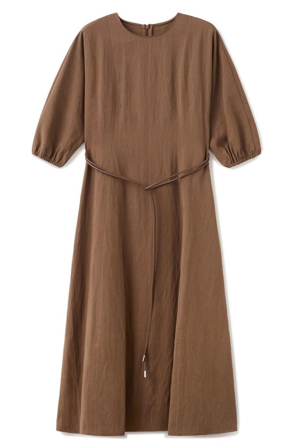 マンゴ レディース トップス ワンピース ミディ MANGO Belted Midi Dress BROWN ブラウン