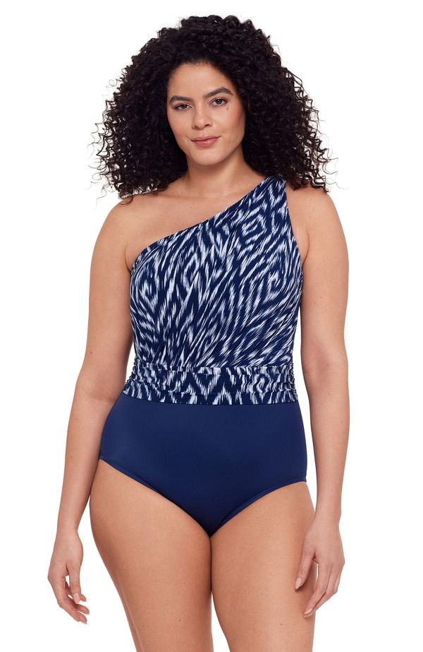 トリムシェイパー レディース トップス ワンピース Trimshaper Heather One Shoulder OnePiece Control Swimsuit Moroccan Maze ヘザ