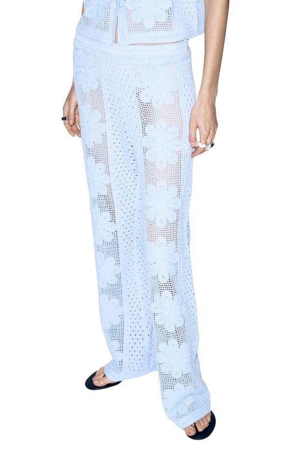 マンゴ レディース ボトムス デニムパンツ ストレート MANGOpenwork Embroidery Straight Leg PantsKY BLUE ブルー