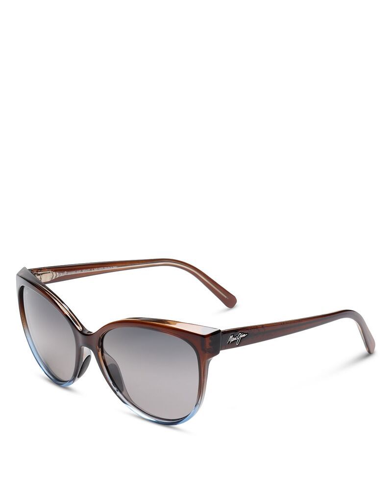 マウイジム レディース アクセサリー サングラス・アイウェア Maui Jim Olu Square Sunglasses 57mm Brown Blue ブルー
