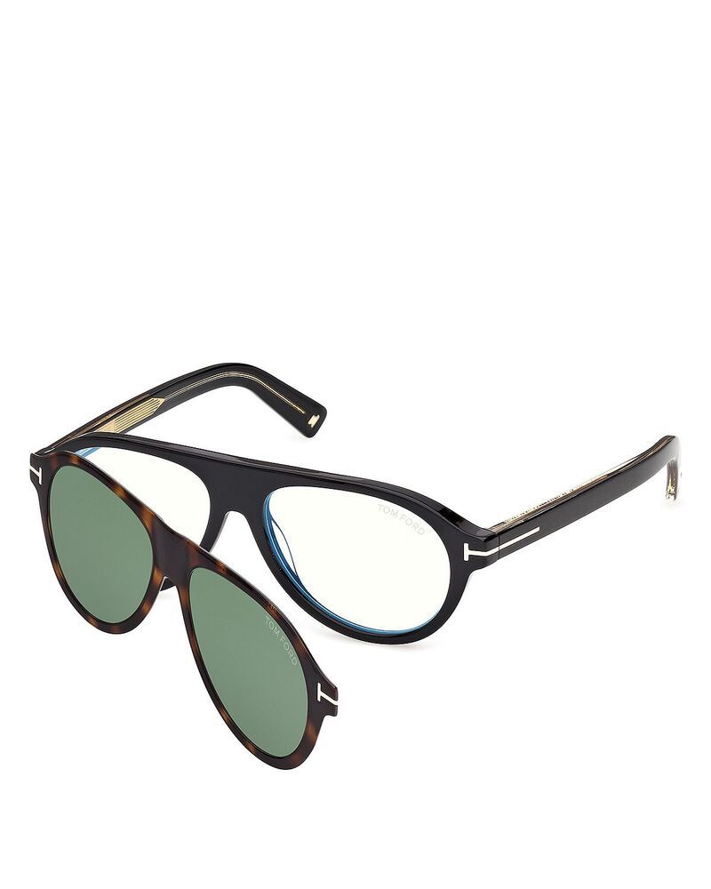 トム・フォード レディース アクセサリー サングラス・アイウェア Tom Ford Pilot Blue Light Glasses 55mm Shiny Black ブラック