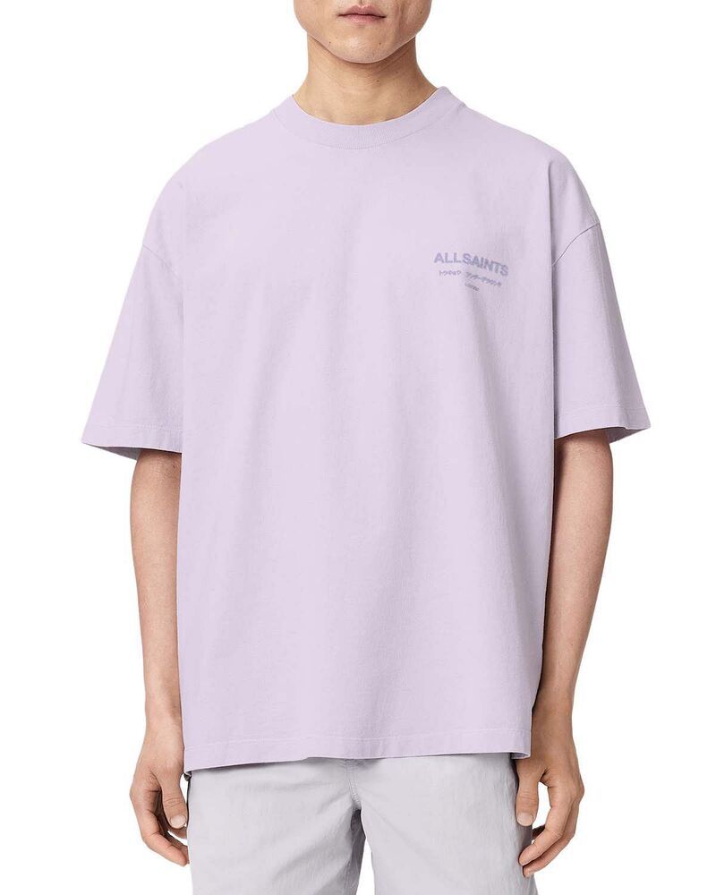 オールセインツ メンズ トップス Tシャツ ロゴ ALLSAINTS Oversized Xander Logo Tee Parma Purple パープル