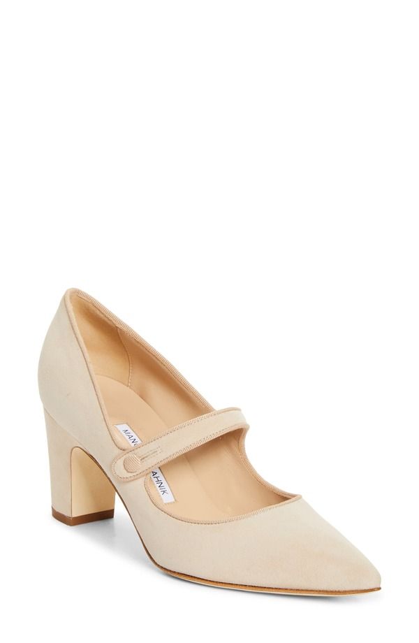 マノロ ブラニク レディース シューズ スニーカー Manolo Blahnik Campariba Pointed Toe Mary Jane Pump BEIGE ベージュ