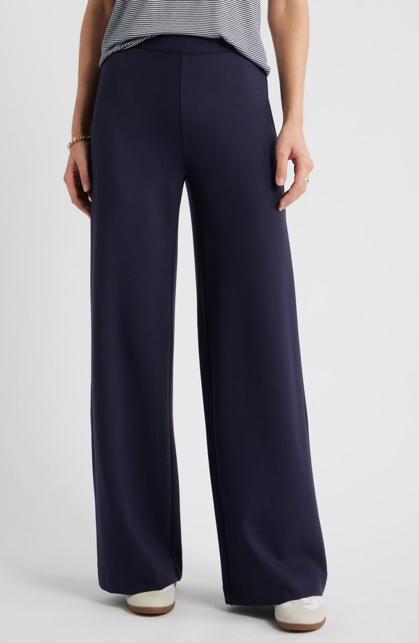 キャスロン レディース ボトムス カジュアルパンツ ワイドレッグ ハイウエスト Caslon High Waist Wide Leg Ponte Pants NAVY NIGHT ネイビー