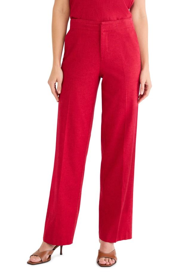 ニックプラスゾーイ レディース ボトムス カジュアルパンツ プチ リネン NICZOE Lenox Linen Blend Pants Petite Regular RED MIX レッド