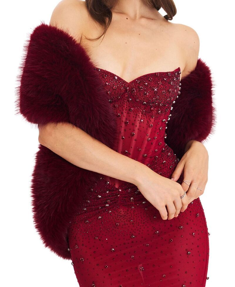 ミスサークル レディース アクセサリー マフラー・ストール・スカーフ Miss Circle Jazmin Faux Fur Scarf Burgundy バーガンディ