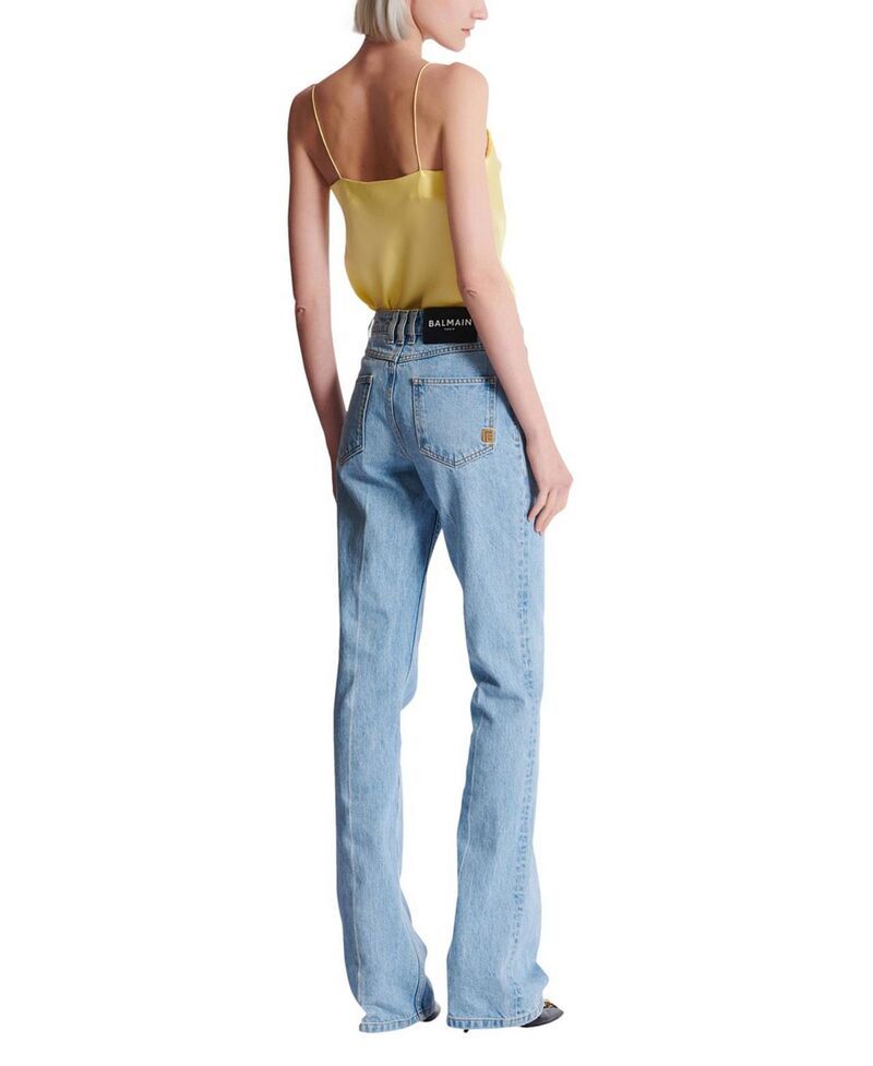 バルマン レディース ボトムス デニムパンツ ジーンズ ハイウエスト Balmain Denim HighWaisted Jeans Blue ブルー