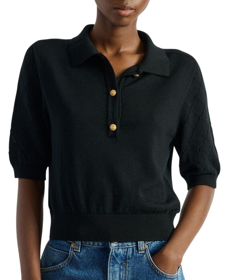 バルマン レディース トップス ポロシャツ ニット Balmain Knitted 3Button Polo Black ブラック 146,400円