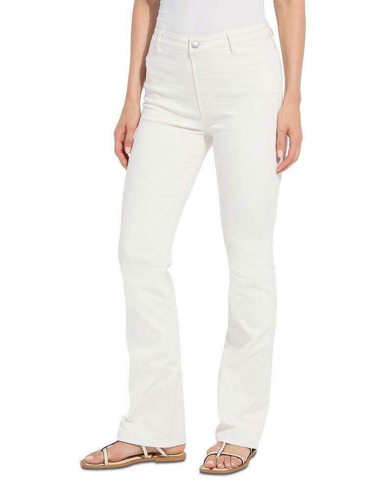 リス レディース ボトムス デニムパンツ ジーンズ Lyss Estelleveryday Flare Jeans in Dark Mid Wash Ecru White ホワイト