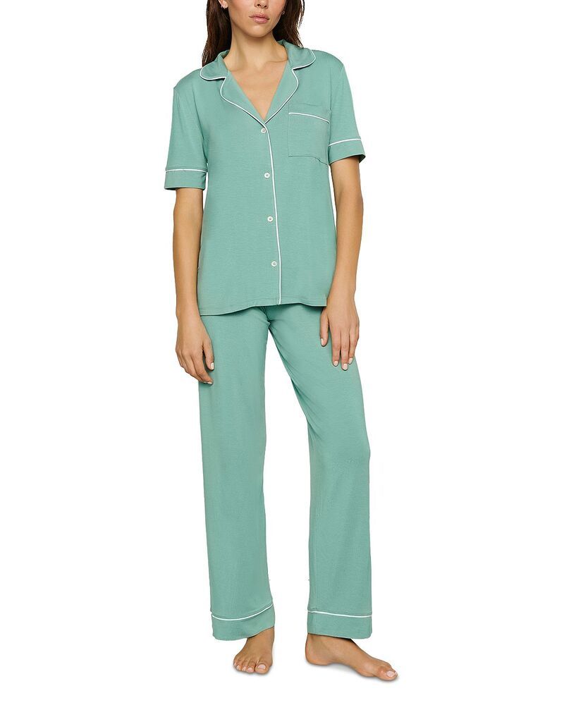 エバージェイ レディース アンダーウェア ナイトウェア Eberjey Gisele Short Sleeve Long Pant Pajama Set SeagrassWhite ホワイト