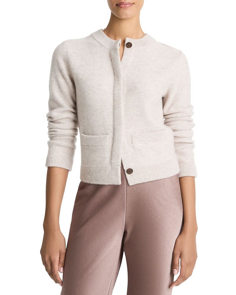 ヴィンス レディース アウター カーディガン クルーネック Vince Shrunken Boiled Cashmere Crewneck Cardigan Marble