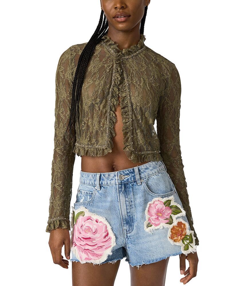 スティーブ マデン レディース アウター カーディガン レース STEVE MADDEN Linden Lace Long Sleeve Cardigan Mountain Green グリーン