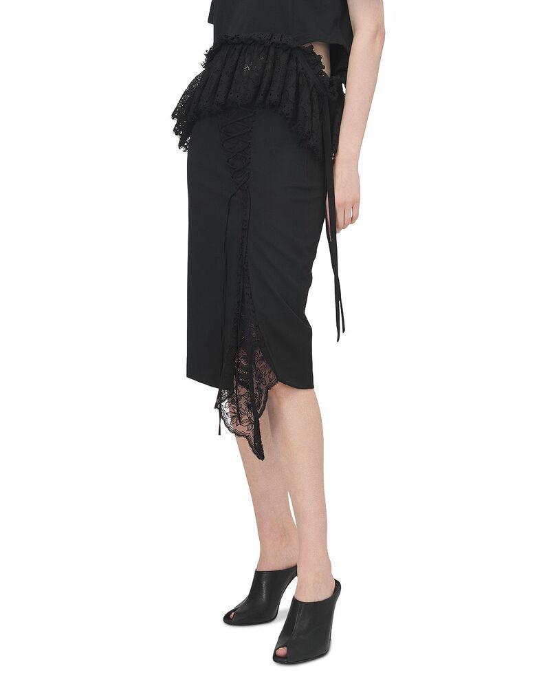 マックイーン レディース ボトムスカート ウール レース McQueen Lace Up Woven Wool Skirt Black ブラック