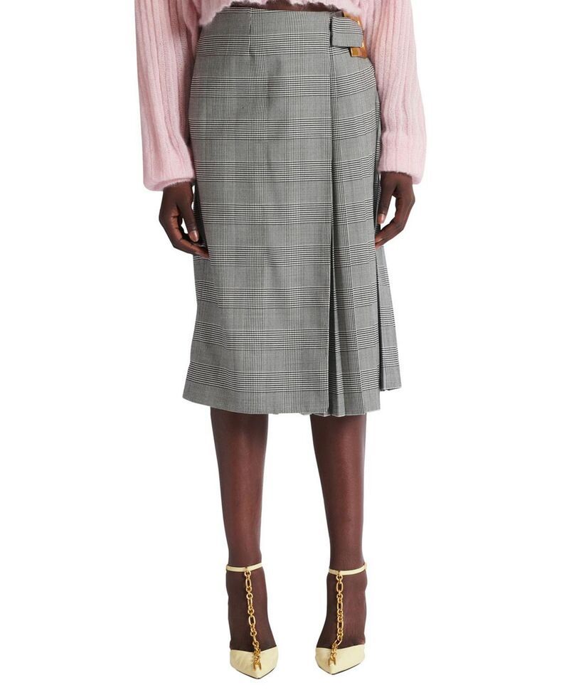 バルマン レディース ボトムスカート ミディ Balmain Midi Skirt with Prince of Wales Check Black ブラック