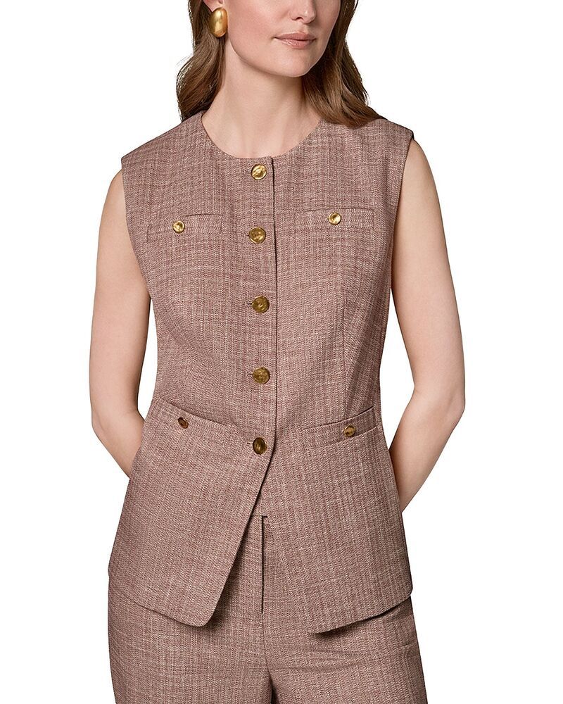 ダナ キャラン ニューヨーク レディース トップス ベスト Donna Karanew York Button Front Vest Sunbaked Multi マルチカラー