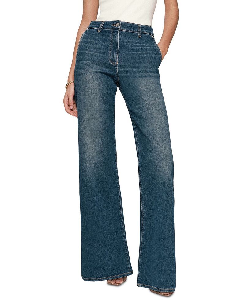 レイス レディース ボトムス デニムパンツ ワイドレッグ ジーンズ REISS Addie High Rise Wide Leg Jeans in Mid Blue ブルー