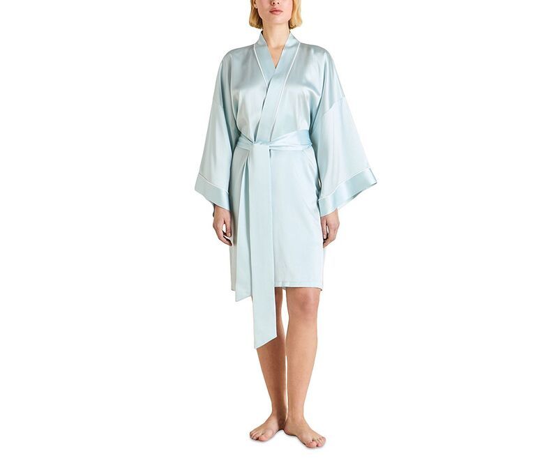 オリビアボンヘール レディース アンダーウェア ナイトウェア シルク Olivia von Halle Silk Woven Robe Powder Blue ブルー