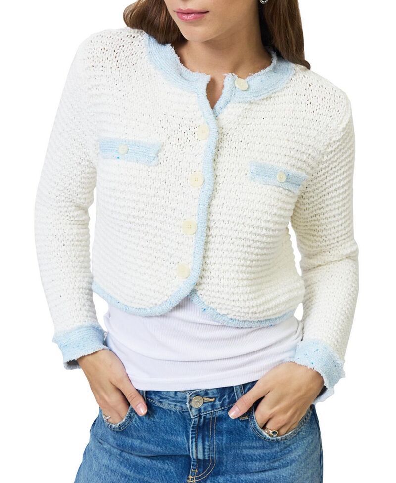 セントラルパークウェスト レディース アウター カーディガン セーター Central Park West Womens Celeste Cardigan Sweater White Blue ホワイ