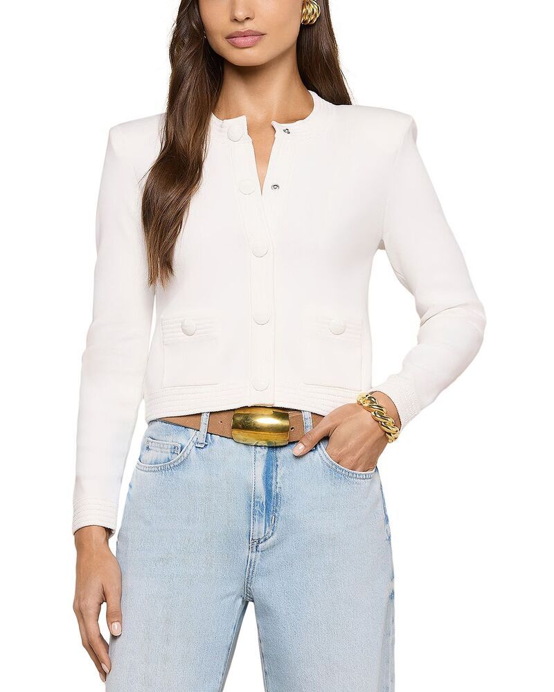 ラジャンス レディース アウター カーディガン クルーネック セーター LAGENCE Patsy Crop Crewneck Cardigan Sweater Ivory アイボリー