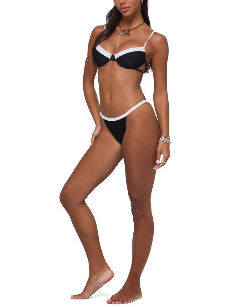 アディクテッド レディース 水着 ボトムスのみ コントラスト Edikted Atalia Contrast Bikini Bottom Black ブラック
