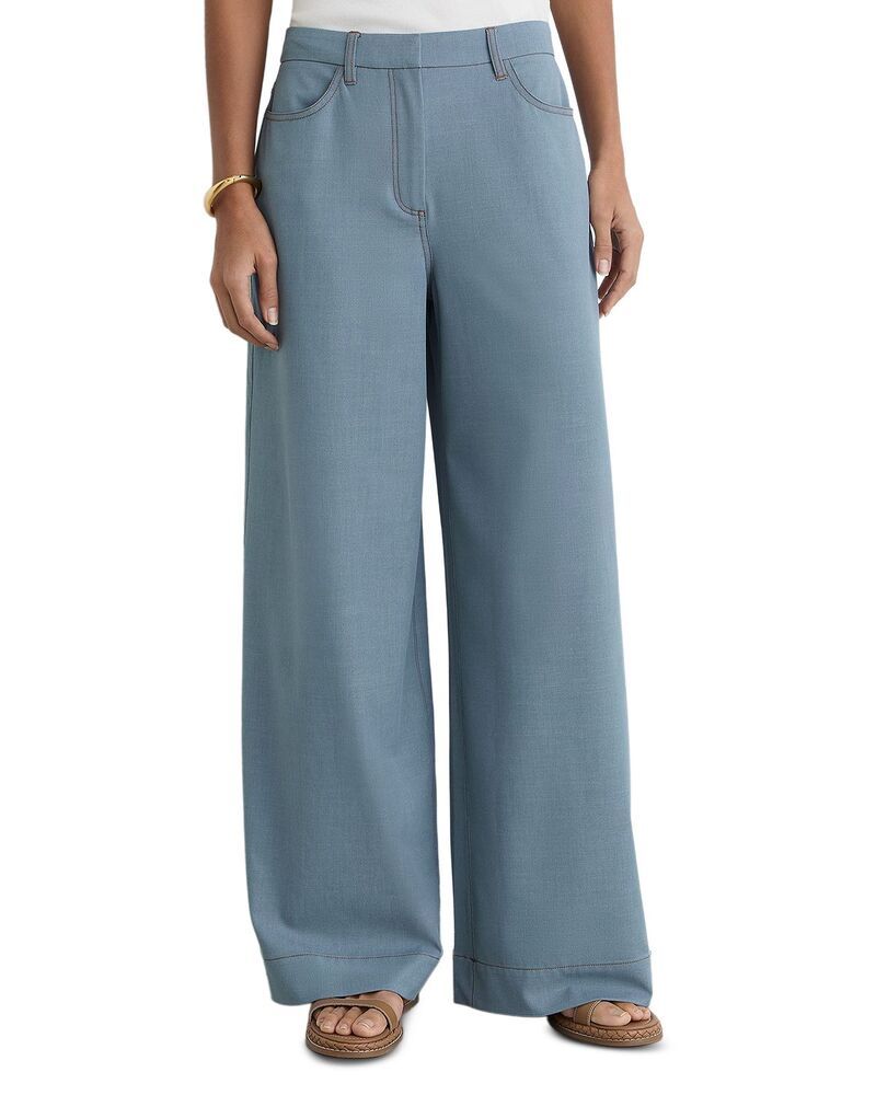 レイス レディース ボトムス カジュアルパンツ ワイドレッグ REISS Charlotte High Rise Wide Leg Pants Light Blue ブルー 48,480円