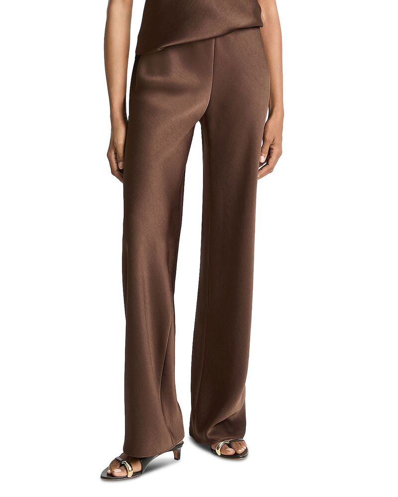 ヴィンス レディース ボトムス カジュアルパンツ ハイウエスト サテン Vince Colette High Waist Fluid Satin Bias Pants Espresso