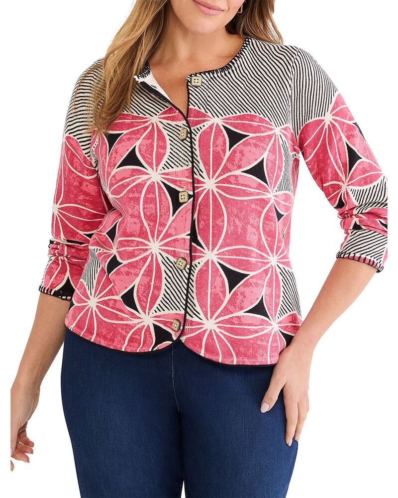 ニックアンドゾー プラス レディース アウター カーディガン NICZOE Plus Gallery Walk Cardigan Pink Multi ピンク 19,066円