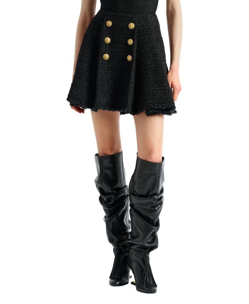 バルマン レディース ボトムスカート ツイード Balmain Fla red Tweed Skirt Black ブラック 262,260円