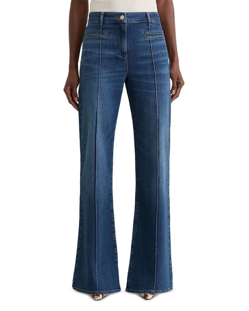 レイス レディース ボトムス デニムパンツ プチ ジーンズ REISS Petites Claude High Rise Fla red Jeans in Mid Blue ブルー 52,680円