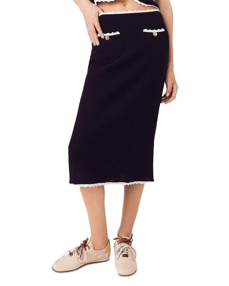 マージュ レディース ボトムスカート ミディ Maje Japal Crochetrimidi Skirt Navy ネイビー 65,890円